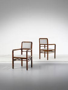 ZEN PIERO (1879 - 1950) - Coppia di poltronecine Liberty decorate con intarsi