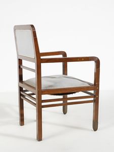 ZEN PIERO (1879 - 1950) : Coppia di poltronecine Liberty decorate con intarsi  - Asta Asta 516 | DESIGN E ARTI DECORATIVE DEL NOVECENTO Online - Associazione Nazionale - Case d'Asta italiane