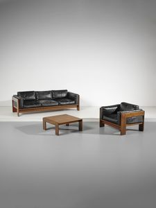 SCARPA AFRA (1937-2011) & TOBIA (n. 1935) - Lotto composto da una poltrona e un divano a tre posti mod. Bastiano uniti a un tavolino da salotto per Gavina, San Lazzaro di Savena