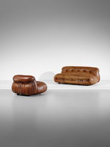 SCARPA AFRA (1937-2011) & TOBIA (n. 1935) - Divano e poltrona mod. Soriana per Cassina, Meda