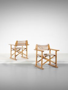 HAUNER CARLO  (1927 - 1996) - Coppia di poltroncine pieghevoli per Fratelli Reguitti, Agnosine