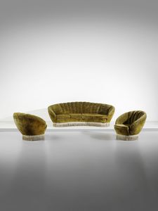 MANIFATTURA ITALIANA - Divano a quattro posti e coppia di poltrone