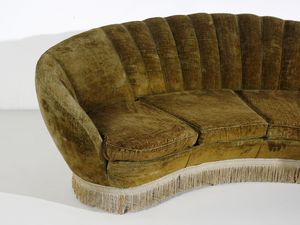 MANIFATTURA ITALIANA : Divano a quattro posti e coppia di poltrone  - Asta Asta 516 | DESIGN E ARTI DECORATIVE DEL NOVECENTO Online - Associazione Nazionale - Case d'Asta italiane