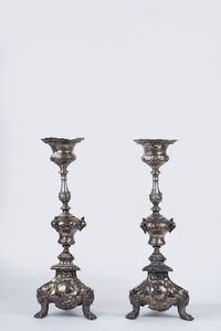 Coppia di grandi torcieri  - Asta Argenti Antichi e da Collezione - Associazione Nazionale - Case d'Asta italiane