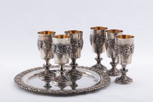 Sei calici con vassoio  - Asta Argenti Antichi e da Collezione - Associazione Nazionale - Case d'Asta italiane