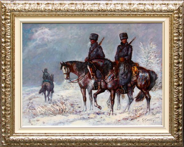 GIOVAN FRANCESCO GONZAGA : Pattuglia cosacca nella steppa  - Asta Arte Moderna e Contemporanea - Associazione Nazionale - Case d'Asta italiane