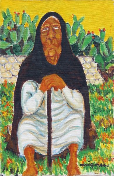 Giuseppe Migneco : Vecchia con fichi d'India  - Asta Arte Moderna e Contemporanea - Associazione Nazionale - Case d'Asta italiane