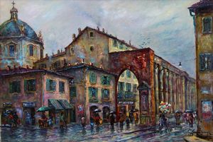 GIOVAN FRANCESCO GONZAGA - Le colonne di San Lorenzo e la cupola sotto la pioggia