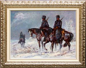 GIOVAN FRANCESCO GONZAGA : Pattuglia cosacca nella steppa  - Asta Arte Moderna e Contemporanea - Associazione Nazionale - Case d'Asta italiane