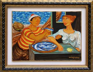 Giuseppe Migneco : Pescatori  - Asta Arte Moderna e Contemporanea - Associazione Nazionale - Case d'Asta italiane