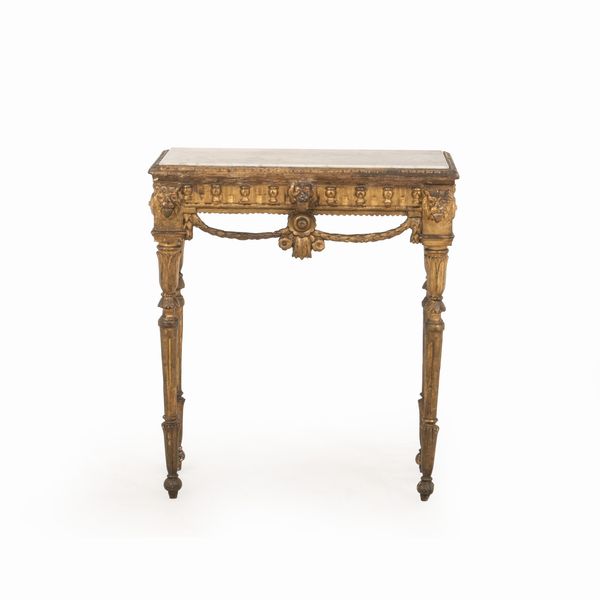 Consolle Luigi XVI in legno intagliato e dorato. XVIII-XIX secolo  - Asta Antiquariato - Associazione Nazionale - Case d'Asta italiane