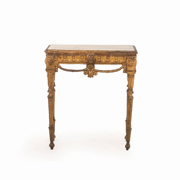 Consolle Luigi XVI in legno intagliato e dorato. XVIII-XIX secolo  - Asta Antiquariato - Associazione Nazionale - Case d'Asta italiane