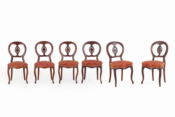 Sei sedie in legno intagliato. XIX secolo  - Asta Antiquariato - Associazione Nazionale - Case d'Asta italiane