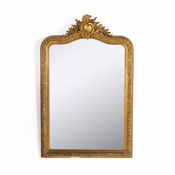 Specchiera in legno e pastiglia dorati. XIX secolo  - Asta Antiquariato - Associazione Nazionale - Case d'Asta italiane