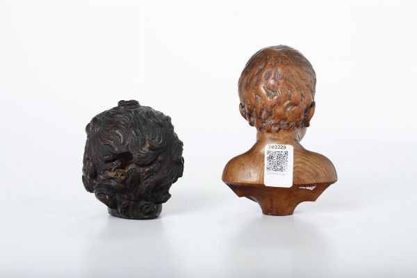 Testa di putto e busto di fanciullo. Arte del XVIII-XIX secolo  - Asta Antiquariato - Associazione Nazionale - Case d'Asta italiane