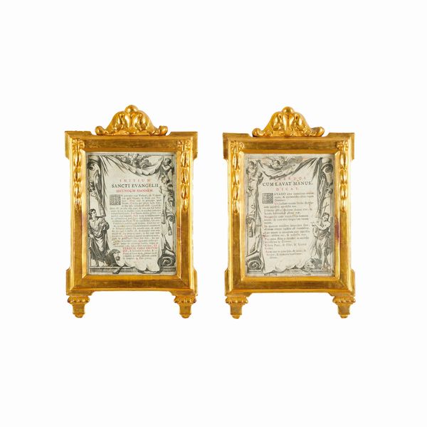 Coppia di cornici da cartaglioria in legno intagliato e dorato  - Asta Antiquariato - Associazione Nazionale - Case d'Asta italiane