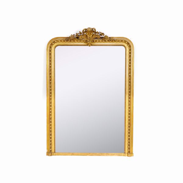 Grande specchiera dorata in legno e pastiglia. XIX-XX secolo  - Asta Antiquariato - Associazione Nazionale - Case d'Asta italiane