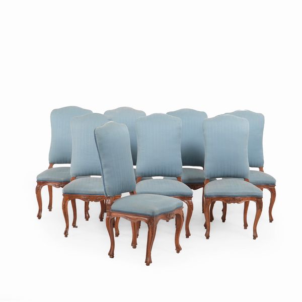 Gruppo di otto sedie in stile barocchetto  - Asta Antiquariato - Associazione Nazionale - Case d'Asta italiane