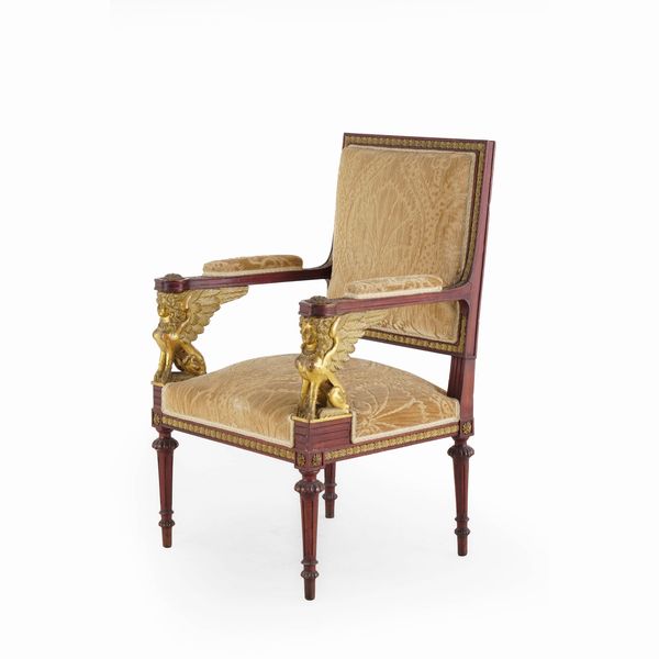 Poltrona Impero in mogano. XIX secolo  - Asta Antiquariato - Associazione Nazionale - Case d'Asta italiane