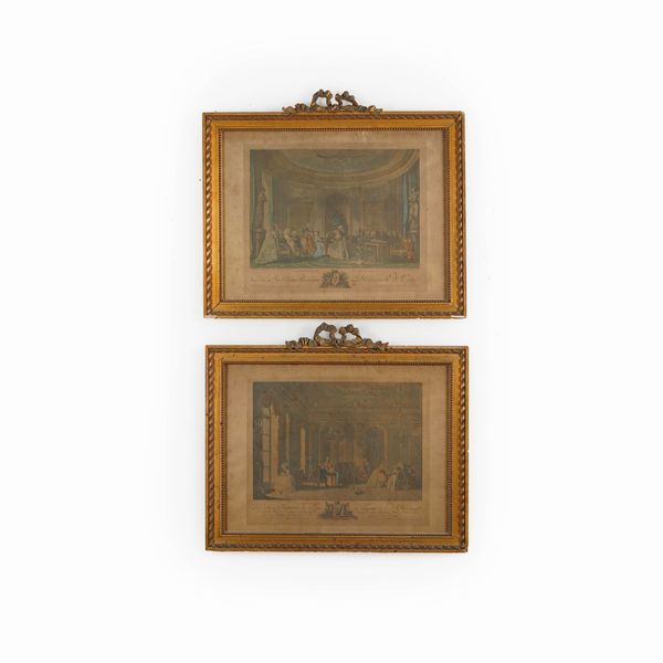 Francois-Nicolas-Barthelemy Dequevauviller (1745 - 1807 ca.) L'assemble au concert / L'assemble au salon  - Asta Antiquariato - Associazione Nazionale - Case d'Asta italiane