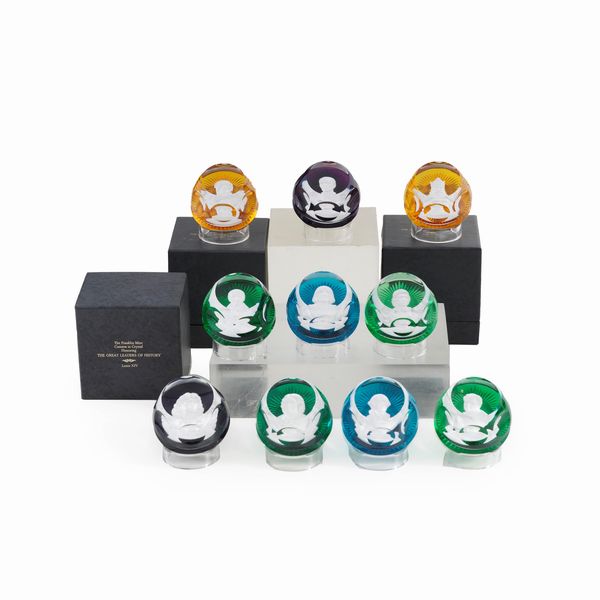 Dieci scatolette Franklin mint in cristallo con cammei dei grandi personaggi della storia  - Asta Antiquariato - Associazione Nazionale - Case d'Asta italiane