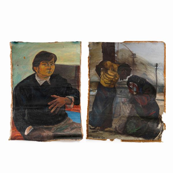 Maria Antonietta Gambaro : lotto di 2 dipinti su tela  - Asta Antiquariato - Associazione Nazionale - Case d'Asta italiane