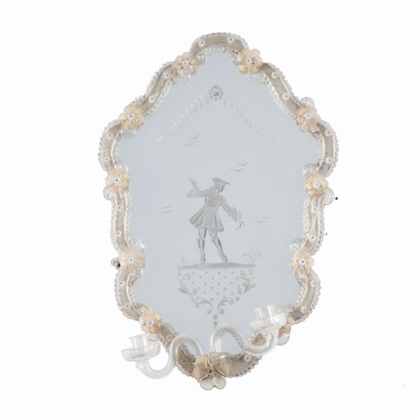 Ventolina in vetro di Murano a due luci. XX secolo  - Asta Antiquariato - Associazione Nazionale - Case d'Asta italiane