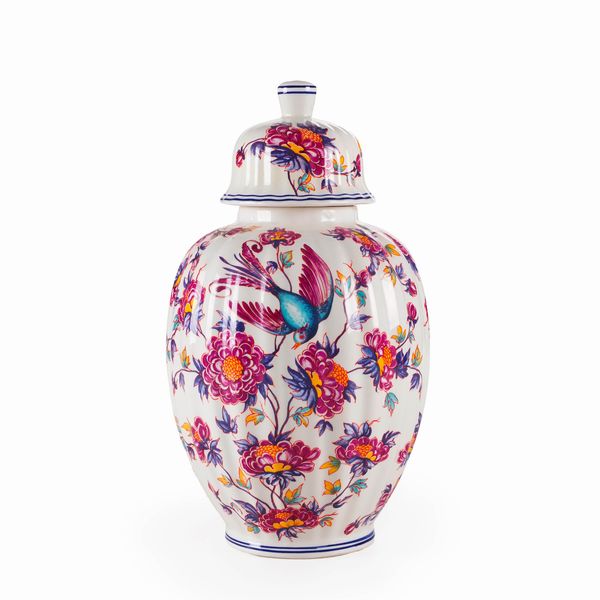 Vaso in porcellana con decoro a fiori e uccelli  - Asta Antiquariato - Associazione Nazionale - Case d'Asta italiane