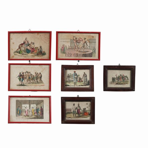 Lotto di sette stampe a colori  - Asta Antiquariato - Associazione Nazionale - Case d'Asta italiane