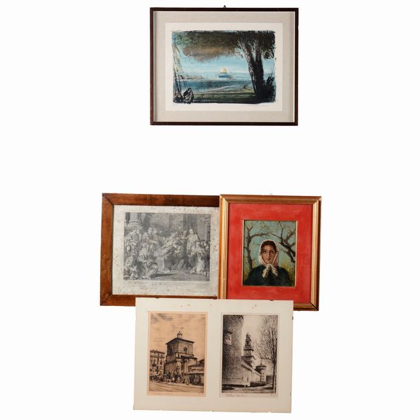 Lotto di dipinti e stampe  - Asta Antiquariato - Associazione Nazionale - Case d'Asta italiane