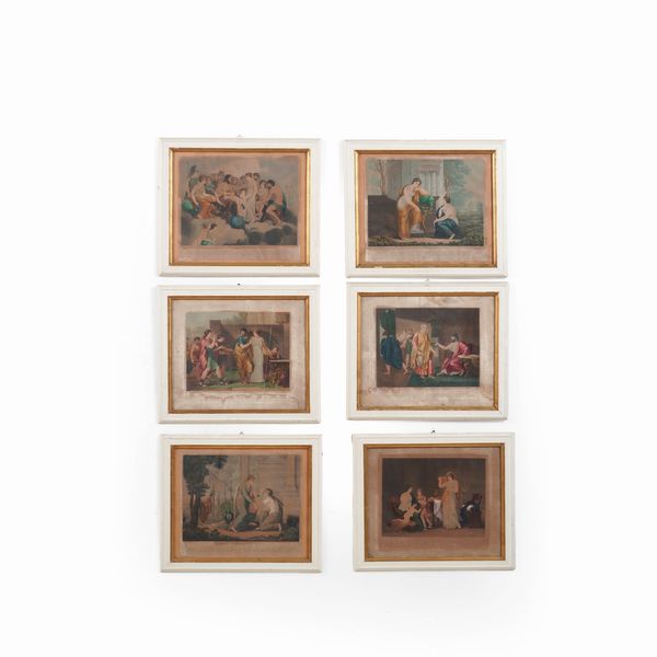 Louis-Franois Mariage (1785-1828) Gruppo di dieci incisioni colorate a tema storico e mitologico  - Asta Antiquariato - Associazione Nazionale - Case d'Asta italiane