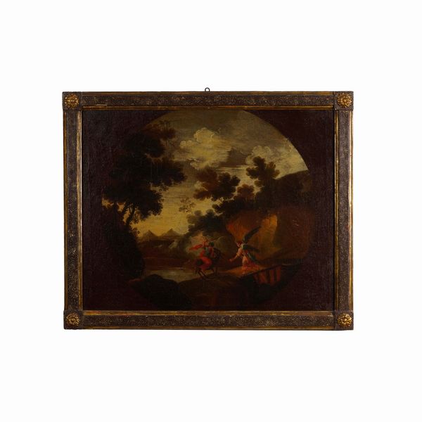 Scuola del XVIII secolo Lotta di Giacobbe con l'angelo  - Asta Antiquariato - Associazione Nazionale - Case d'Asta italiane