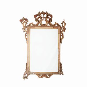 Specchiera in legno intagliato, laccato e dorato  - Asta Antiquariato - Associazione Nazionale - Case d'Asta italiane