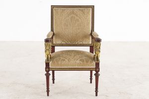 Poltrona Impero in mogano. XIX secolo  - Asta Antiquariato - Associazione Nazionale - Case d'Asta italiane