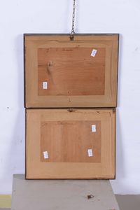 Scuola veneta del XVIII-XX secolo Scena galante<BR>Fuga dallincendio  - Asta Antiquariato - Associazione Nazionale - Case d'Asta italiane