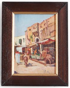 Siglato P.A. Veduta di pese  - Asta Antiquariato - Associazione Nazionale - Case d'Asta italiane