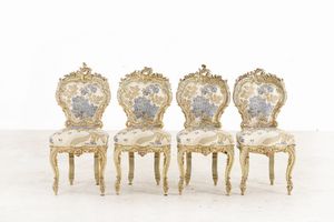 Salotto in stile settecentesco in legno intagliato, laccato e dorato  - Asta Antiquariato - Associazione Nazionale - Case d'Asta italiane