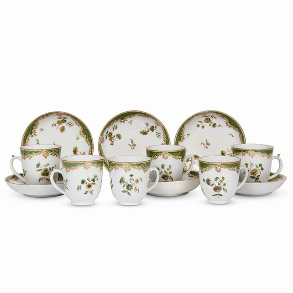 SEI TAZZINE CON PIATTINO, VENEZIA, MANIFATTURA COZZI, 1770 CIRCA  - Asta CERAMICA. MAIOLICHE E PORCELLANE DAL RINASCIMENTO ALL'OTTOCENTO - Associazione Nazionale - Case d'Asta italiane