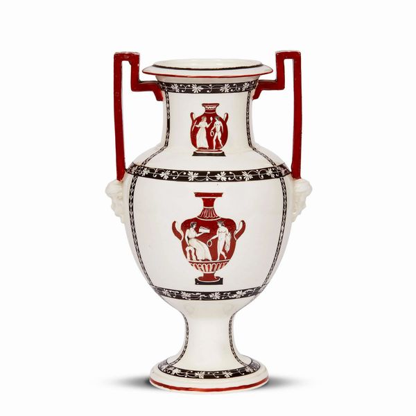 VASO AD ANFORA, NAPOLI, MANIFATTURA FERDINANDO DEL VECCHIO, 1820 CIRCA  - Asta CERAMICA. MAIOLICHE E PORCELLANE DAL RINASCIMENTO ALL'OTTOCENTO - Associazione Nazionale - Case d'Asta italiane