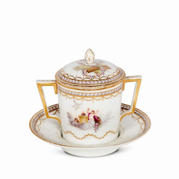 COMPOSTIERA CON PIATTINO, MANIFATTURA DI NYON, FINE SECOLO XVIII  - Asta CERAMICA. MAIOLICHE E PORCELLANE DAL RINASCIMENTO ALL'OTTOCENTO - Associazione Nazionale - Case d'Asta italiane