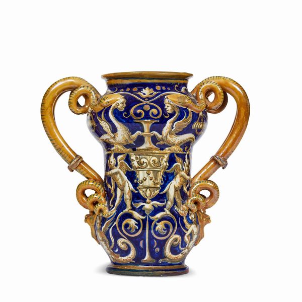 ALBARELLO BIANSATO, FIRENZE, MANIFATTURA CANTAGALLI, 1890 CIRCA  - Asta CERAMICA. MAIOLICHE E PORCELLANE DAL RINASCIMENTO ALL'OTTOCENTO - Associazione Nazionale - Case d'Asta italiane