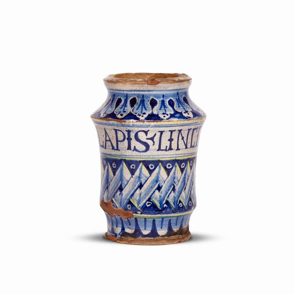 PICCOLO ALBARELLO, ITALIA CENTRALE, SECOLO XVI  - Asta CERAMICA. MAIOLICHE E PORCELLANE DAL RINASCIMENTO ALL'OTTOCENTO - Associazione Nazionale - Case d'Asta italiane