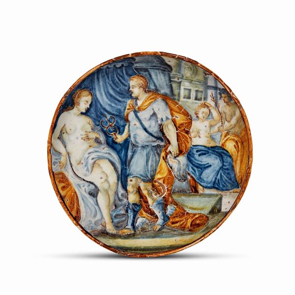 PIATTINO DA TAZZINA, CASTELLI, METÀ SECOLO XVIII  - Asta CERAMICA. MAIOLICHE E PORCELLANE DAL RINASCIMENTO ALL'OTTOCENTO - Associazione Nazionale - Case d'Asta italiane