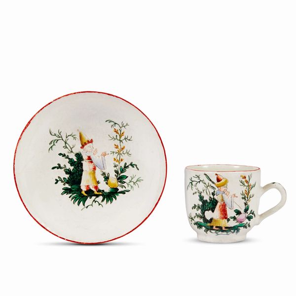 TAZZINA CON PIATTINO, SAVONA, GIACOMO BOSELLI, SECONDA METÀ SECOLO XVIII  - Asta CERAMICA. MAIOLICHE E PORCELLANE DAL RINASCIMENTO ALL'OTTOCENTO - Associazione Nazionale - Case d'Asta italiane