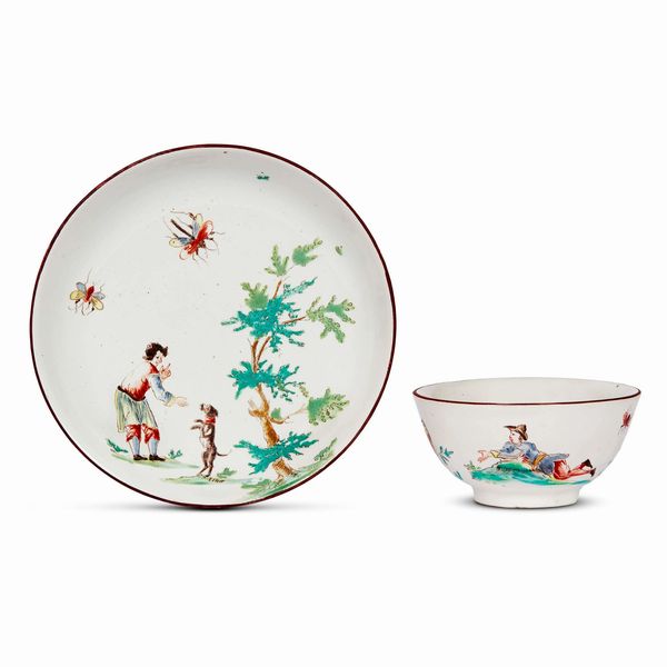 TAZZINA CON PIATTINO, MILANO, MANIFATTURA CLERICI, 1770 CIRCA  - Asta CERAMICA. MAIOLICHE E PORCELLANE DAL RINASCIMENTO ALL'OTTOCENTO - Associazione Nazionale - Case d'Asta italiane