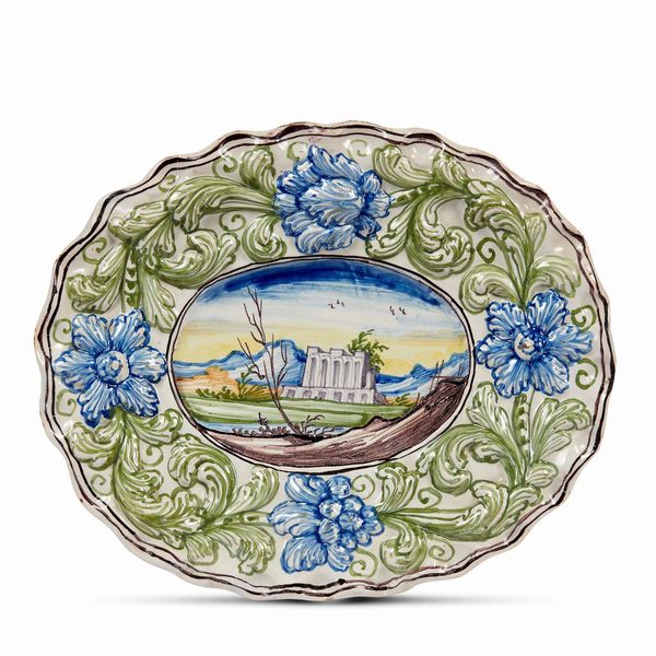 VASSOIO OVALE, PAVIA, SECOLO XVIII  - Asta CERAMICA. MAIOLICHE E PORCELLANE DAL RINASCIMENTO ALL'OTTOCENTO - Associazione Nazionale - Case d'Asta italiane