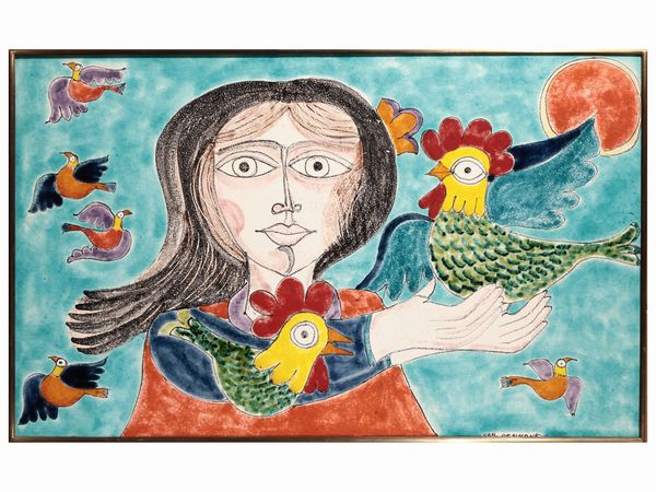 Giovanni De Simone : Donna con galline  - Asta La casa moderna - Associazione Nazionale - Case d'Asta italiane