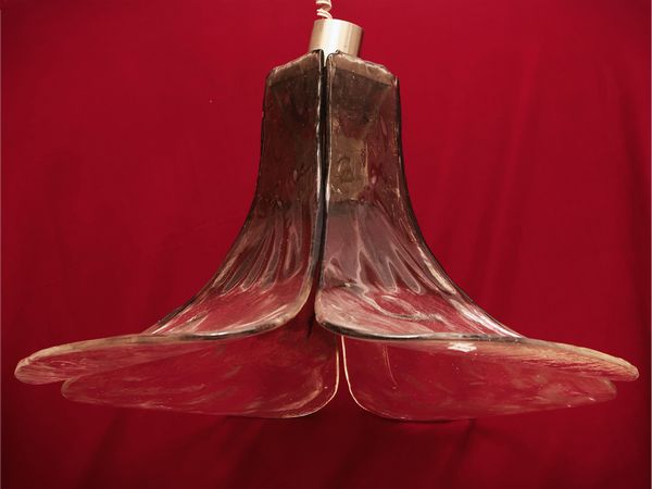 Lampadario in vetro fum, Carlo Mason per Mazega  - Asta La casa moderna - Associazione Nazionale - Case d'Asta italiane