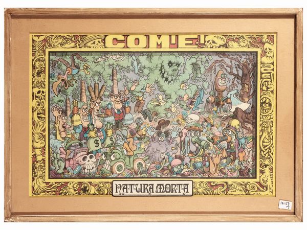 Benito Jacovitti : Natura morta e Natura viva 1972  - Asta La casa moderna - Associazione Nazionale - Case d'Asta italiane