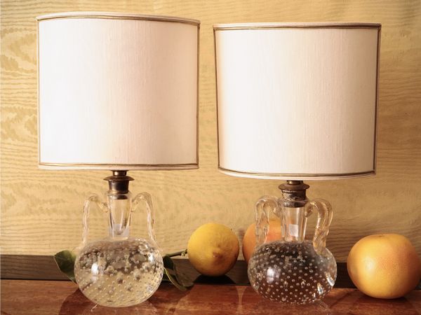 Coppia di candelieri in vetro pesante  - Asta La casa moderna - Associazione Nazionale - Case d'Asta italiane